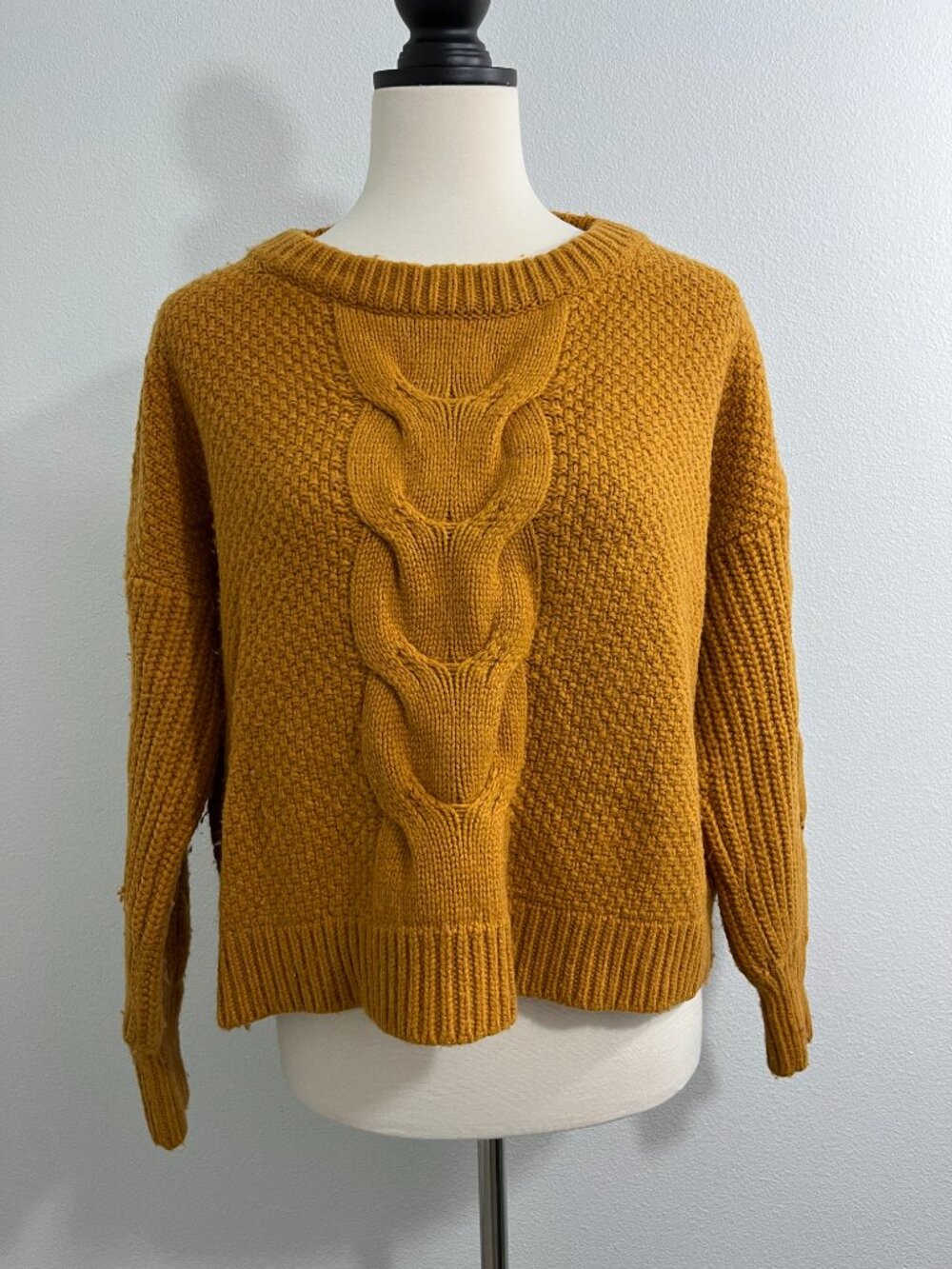 J.Crew Extra Small Mustard Yellow Chunky Knit Crewneck Sweater